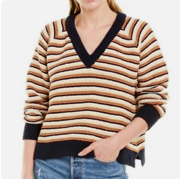Madewell Arden V-neck Crop Pullover Sweater - Picture 1 of 6